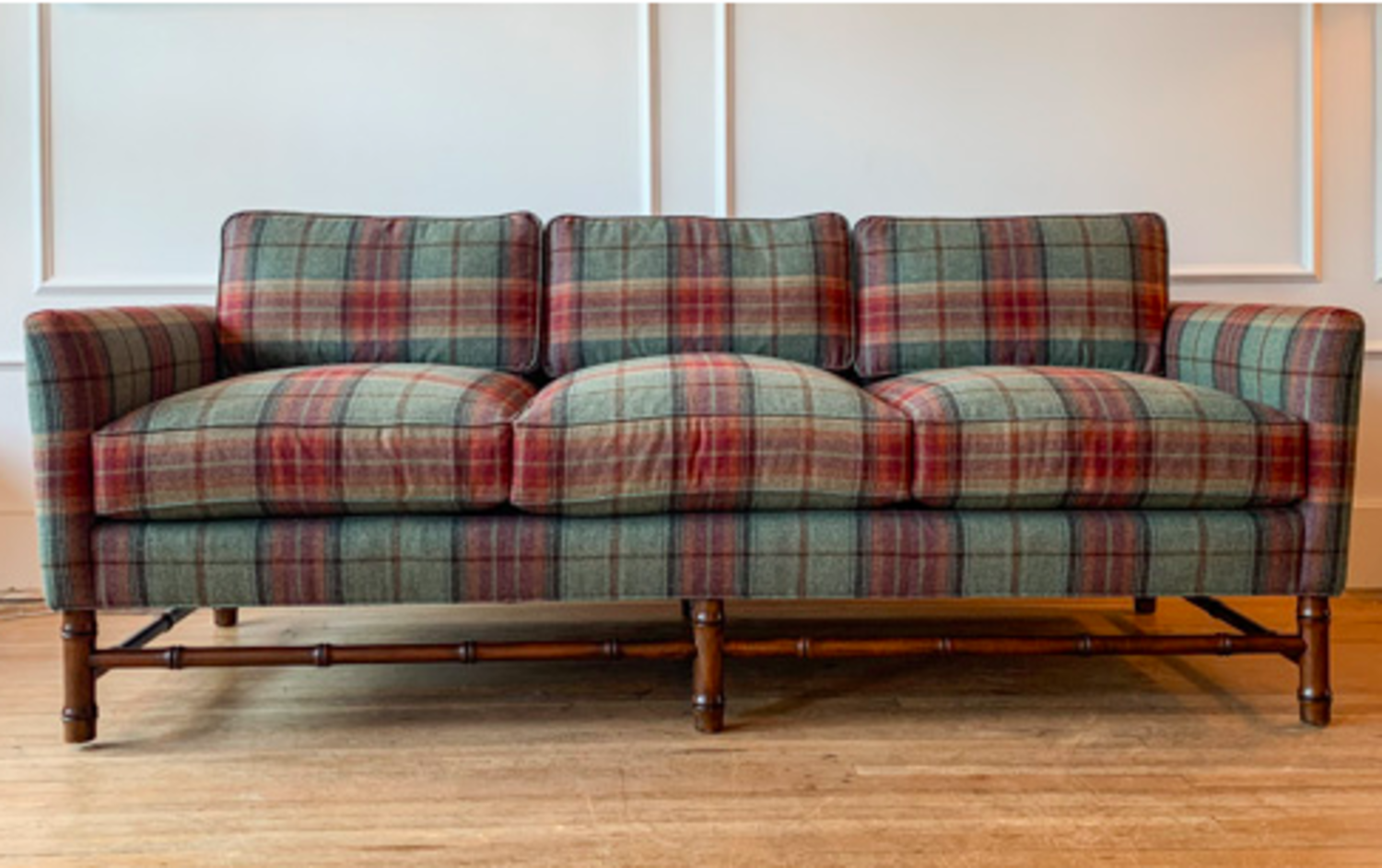 Bamboo Sofa in Plaid by Bunny Williams Home, in-stock couch Vancouver -  Gild & Co.