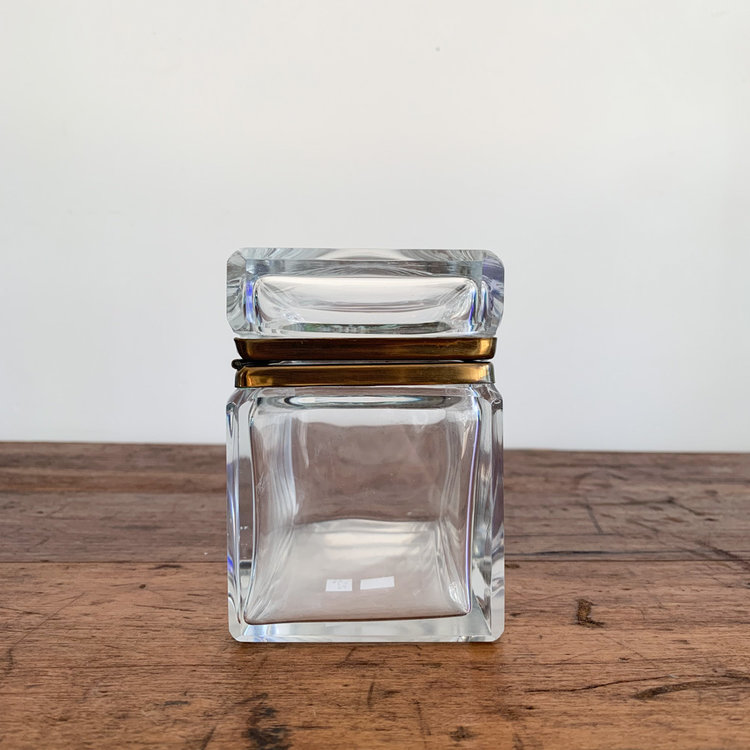 Antique Vintage French Crystal Box with brass fittings