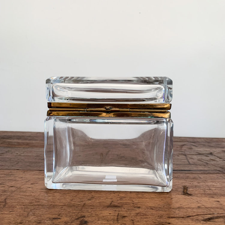 Antique Vintage French Crystal Box with brass fittings
