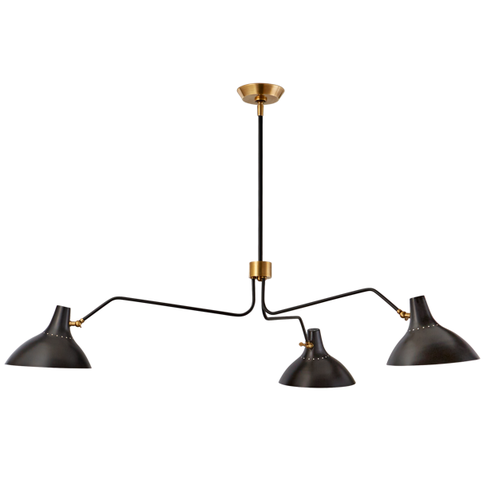 Charlton Large Triple Arm Chandelier in Black