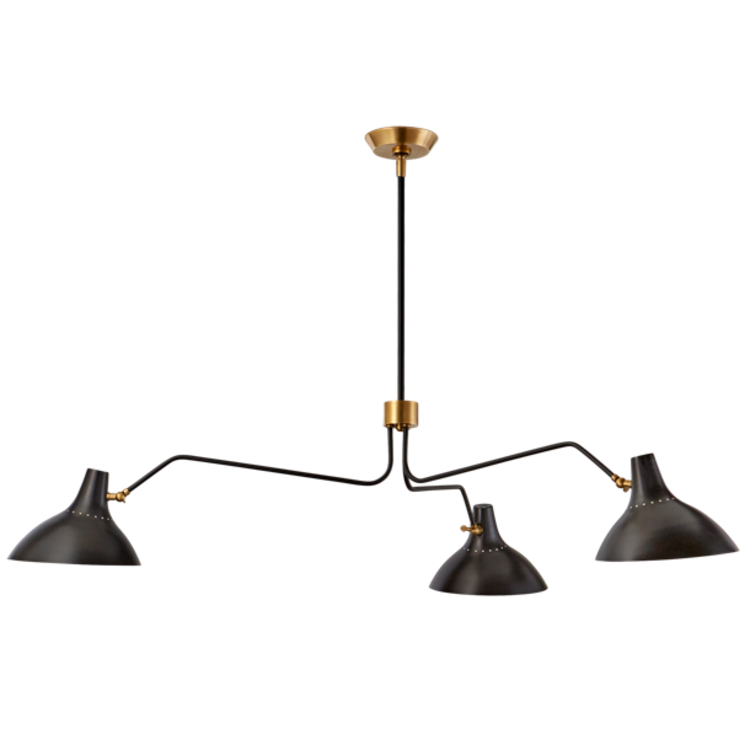 Charlton Chandelier, Large Triple Arm Black Chandelier