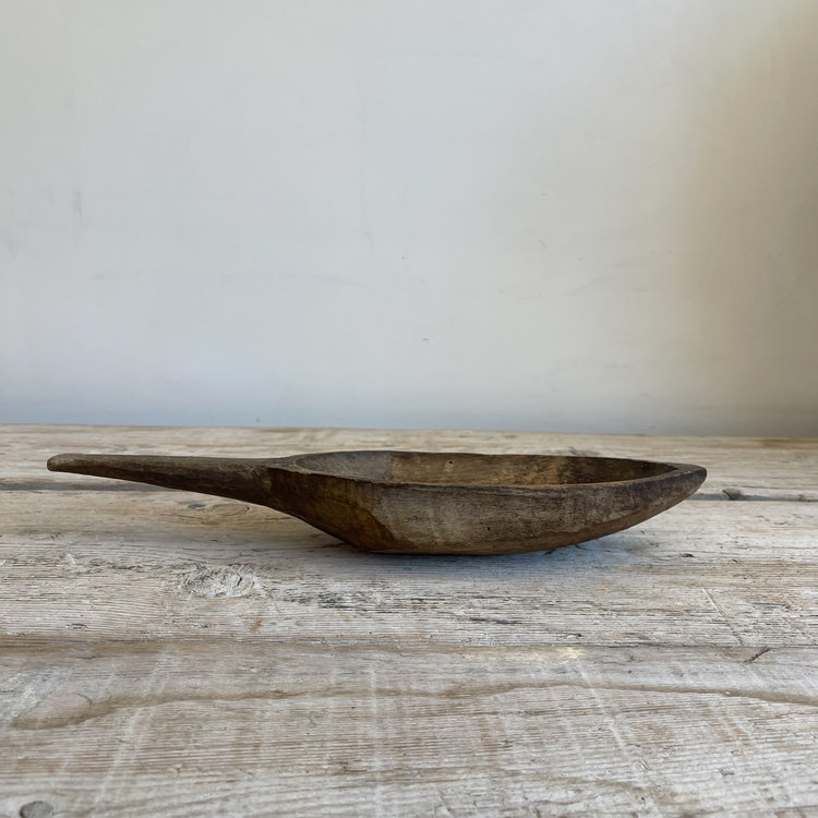 Antique Hand-Hewn Wooden Scoop – Hungarian Vintage Farmhouse Decor