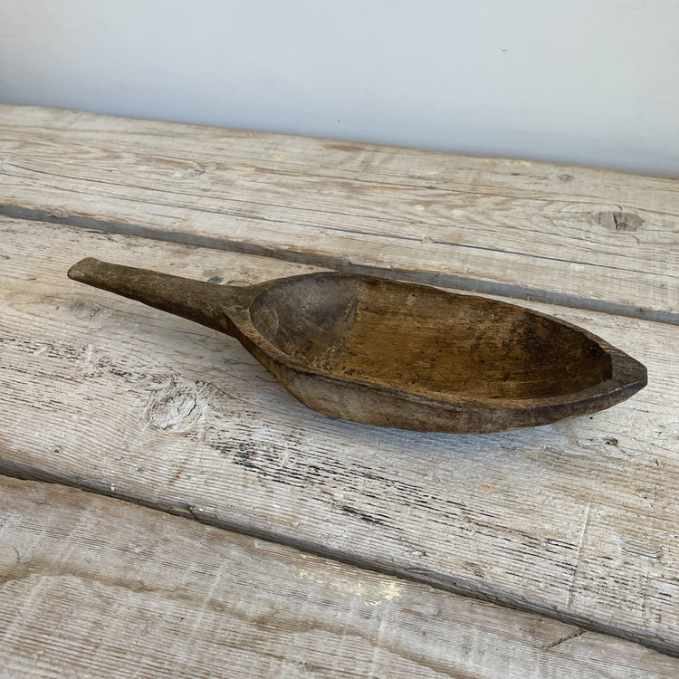 Antique Hand-Hewn Wooden Scoop – Hungarian Vintage Farmhouse Decor