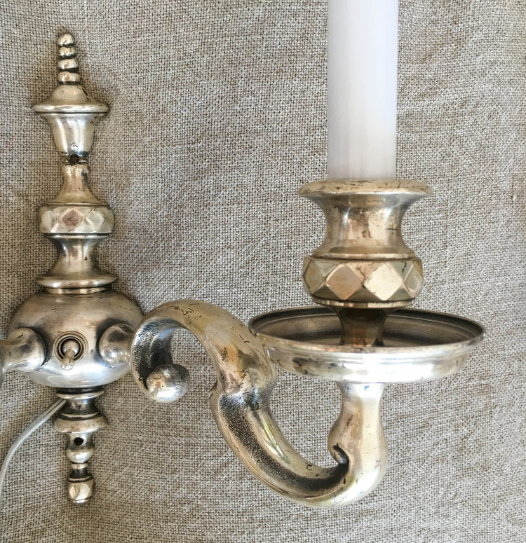 Antique French Silver Wall Sconce (2 available) - antique lighting