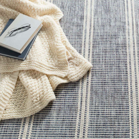 Malta Blue Woven Wool Rug 2.5x8