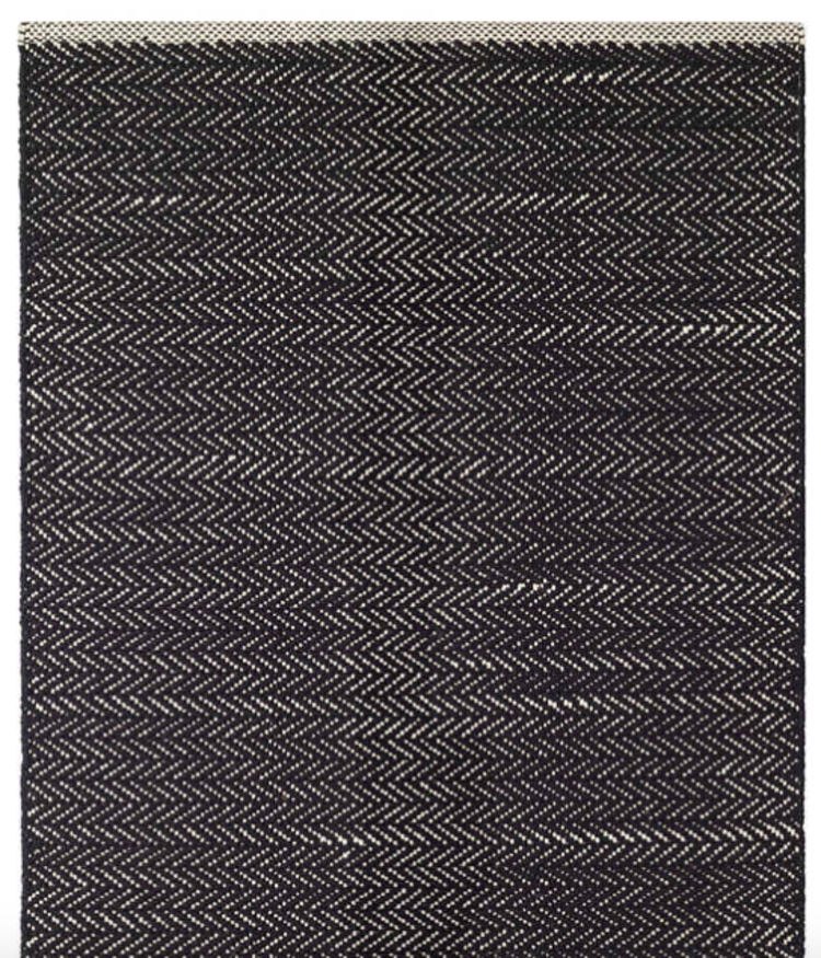 Herringbone Black Woven Cotton Rug