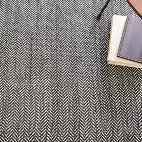 Dash&Albert Herringbone Black Woven Cotton Rug