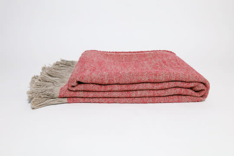 Nash Belgian Throw Blanket in Soft Red