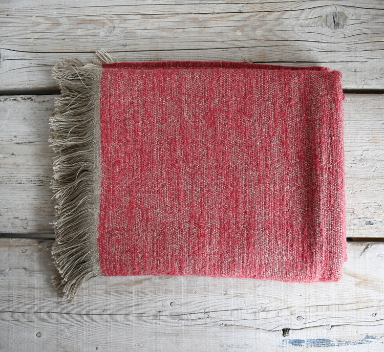 Nash Belgian Throw Blanket in Soft Red