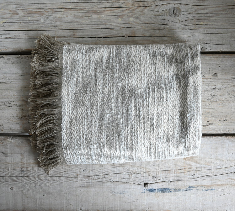 Nash Belgian Throw Blanket in Natural & White