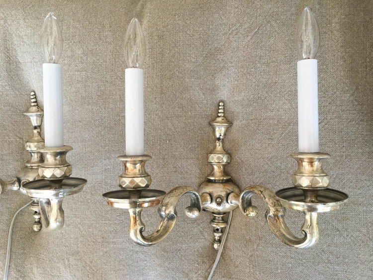 Antique French Silver Wall Sconce (2 available) - antique lighting