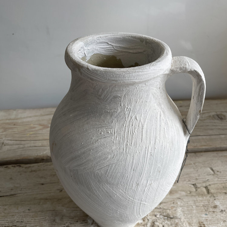 Medium Antique White-Wash Olive Pot