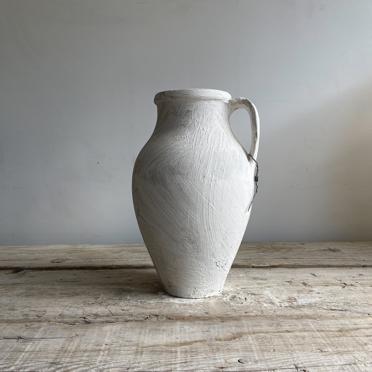 Medium Antique White-Wash Olive Pot from Hungary