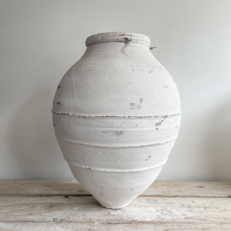 Antique Antique White-Wash Olive Pot Extra Large
