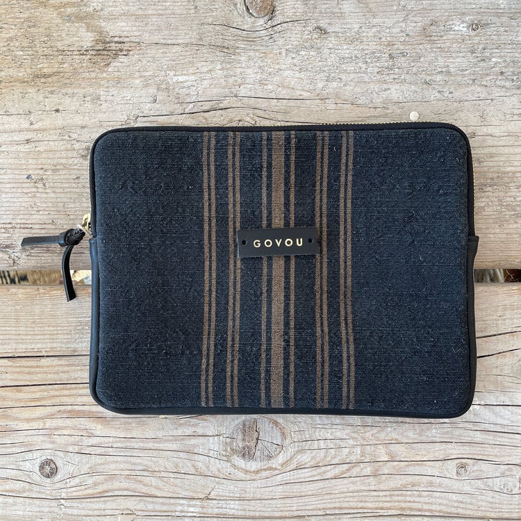 Antique Linen & Leather Clutch