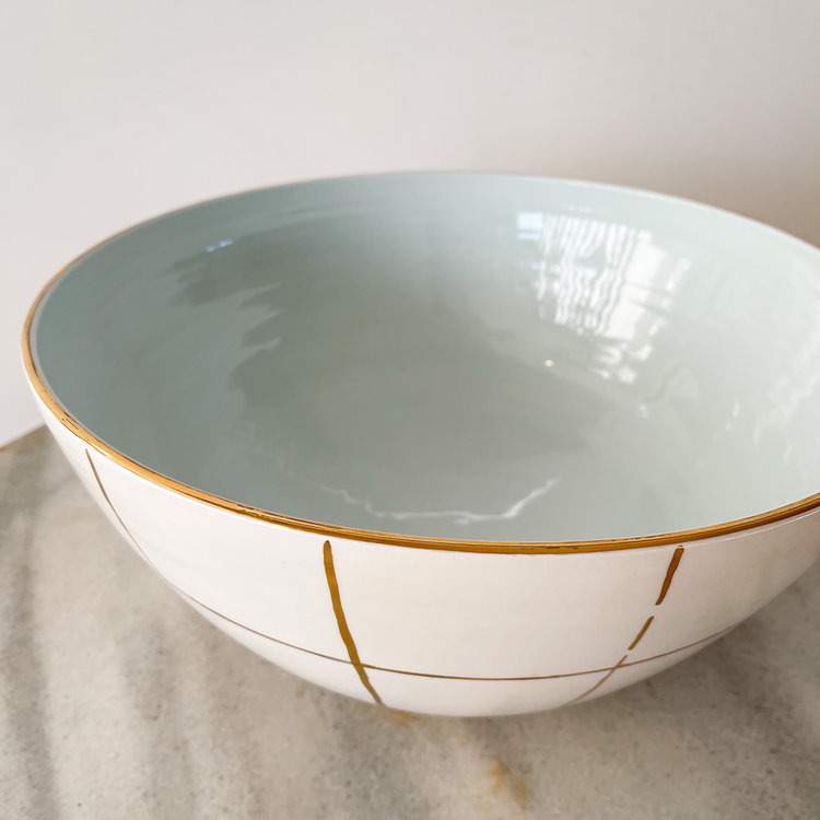 Jill Rosenwald Super Bowl in gold- windowpane