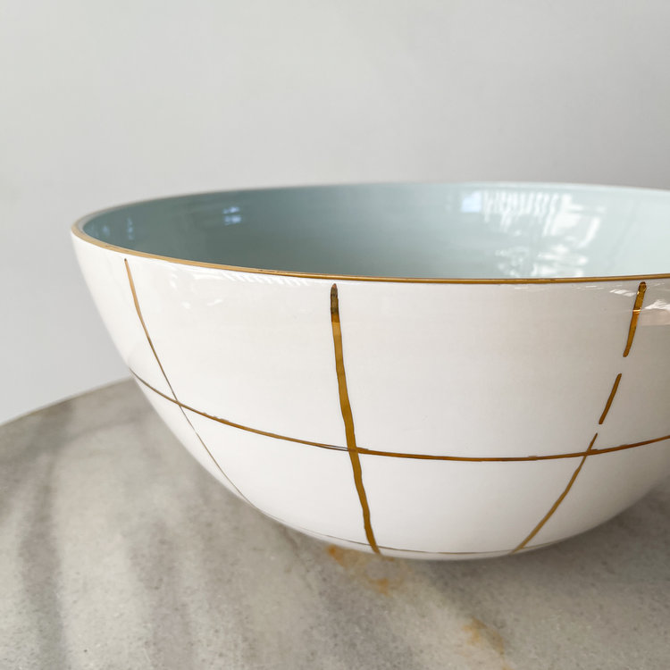Jill Rosenwald Super Bowl in gold- windowpane