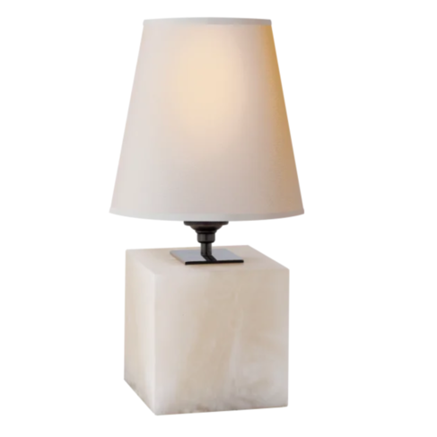 Terri Cube Lamp in Alabaster