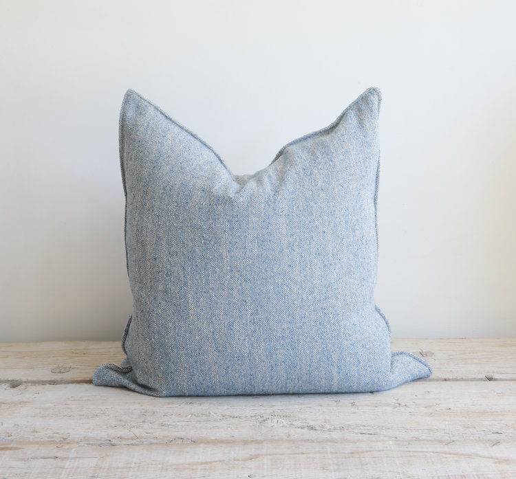 Judd Belgian Cushion in Blue 24"