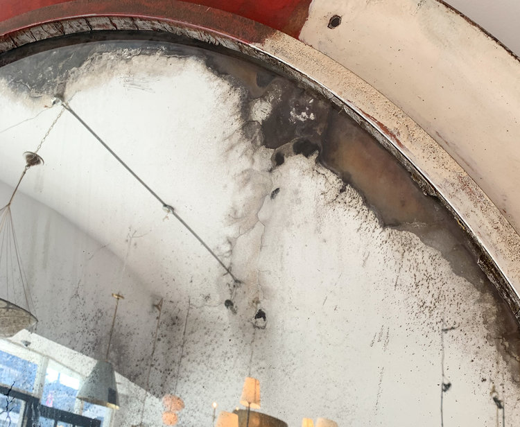 Vintage French Convex Traffic Mirror