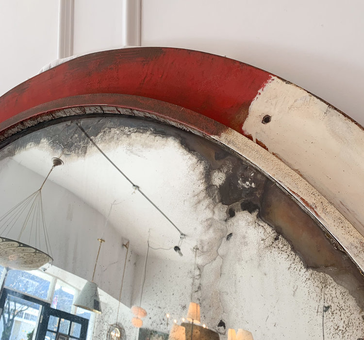 Vintage French Convex Traffic Mirror