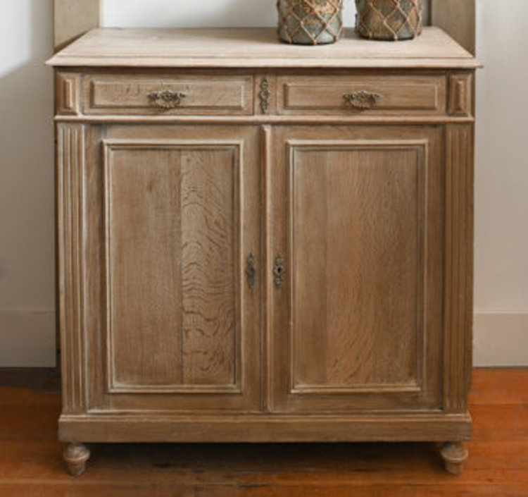 Antique  French Two-Door Limed Oak Cupboard SOLD