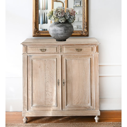 Antique  French 2-Door Limed Oak Cupboard SOLD