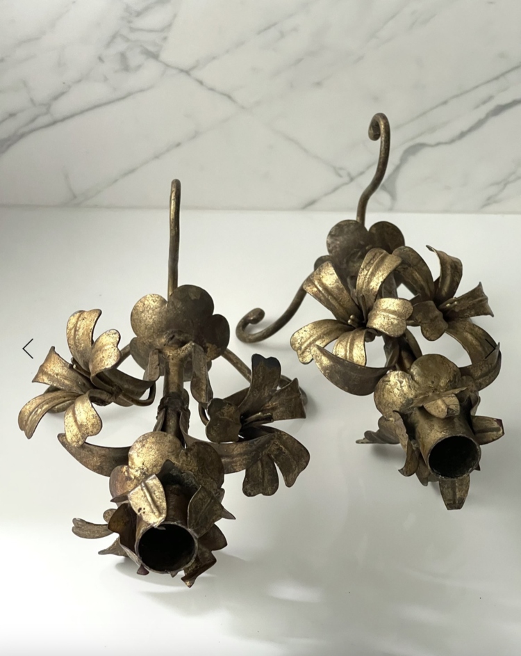 Antique Florentine Gilt Candlestick Holders (pair)