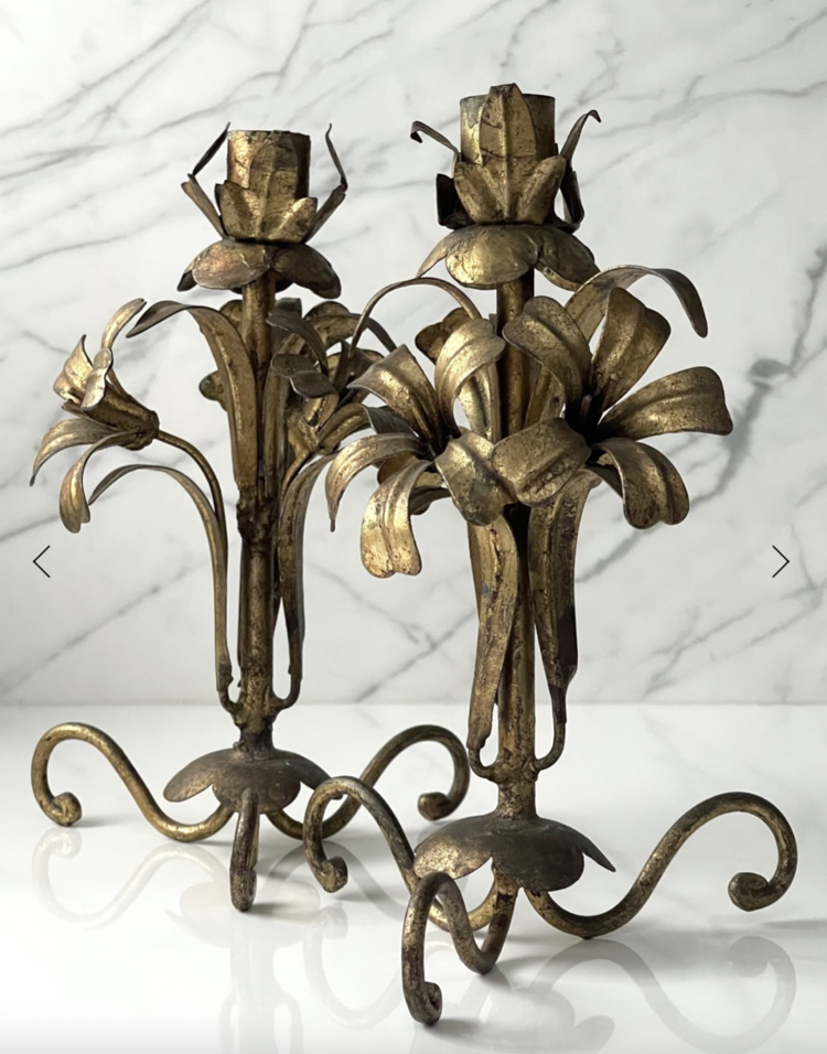 Antique Florentine Gilt Candlestick Holders (pair)