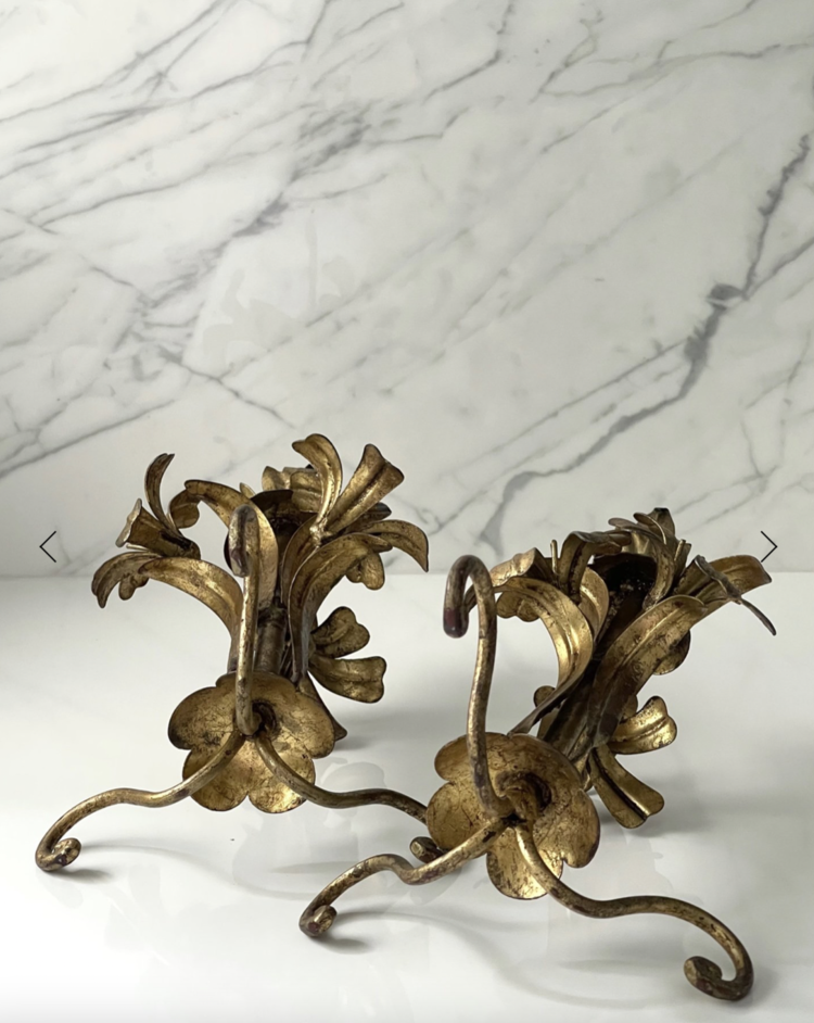 Antique Florentine Gilt Candlestick Holders (pair)