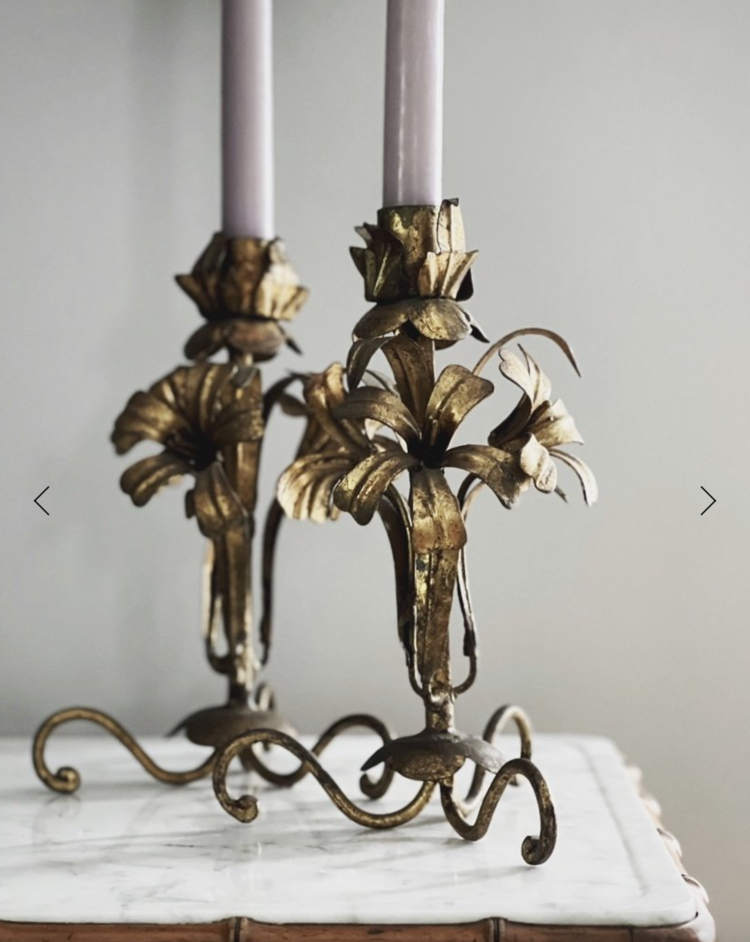 Antique Florentine Gilt Candlestick Holders (pair)