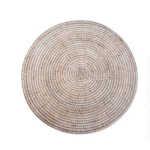 Matahari Home Round Rattan Placemat in White-Wash