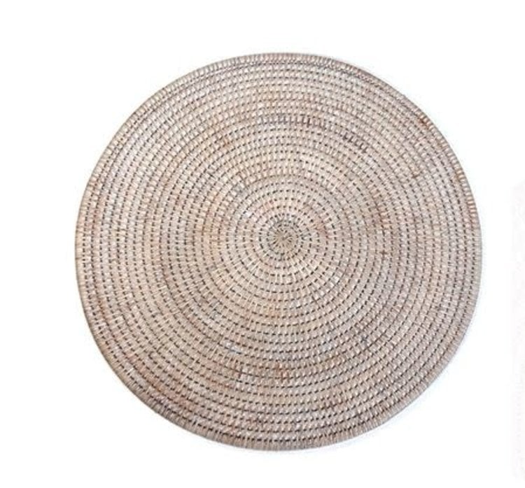 Matahari Home Round Rattan Placemat in White-Wash