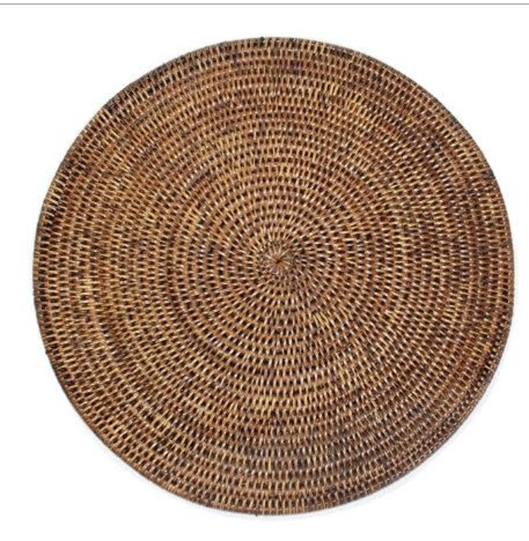 Round  Rattan Placemat in Antique Brown