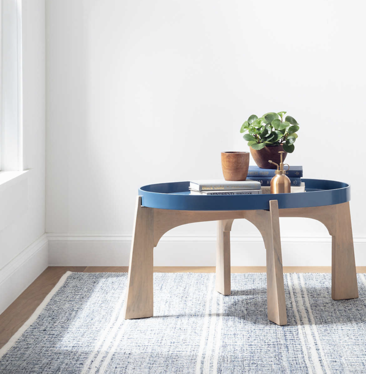 Malta Blue Woven Wool Rug (2.5x8 in-stock)