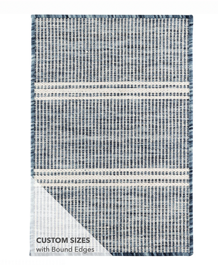 Malta Blue Woven Wool Rug (2x3 & 2.5x8 in stock)
