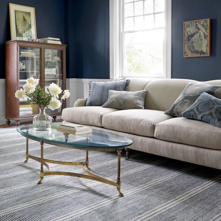 Dash&Albert Malta Blue Woven Wool Rug (2.5x8 in-stock)