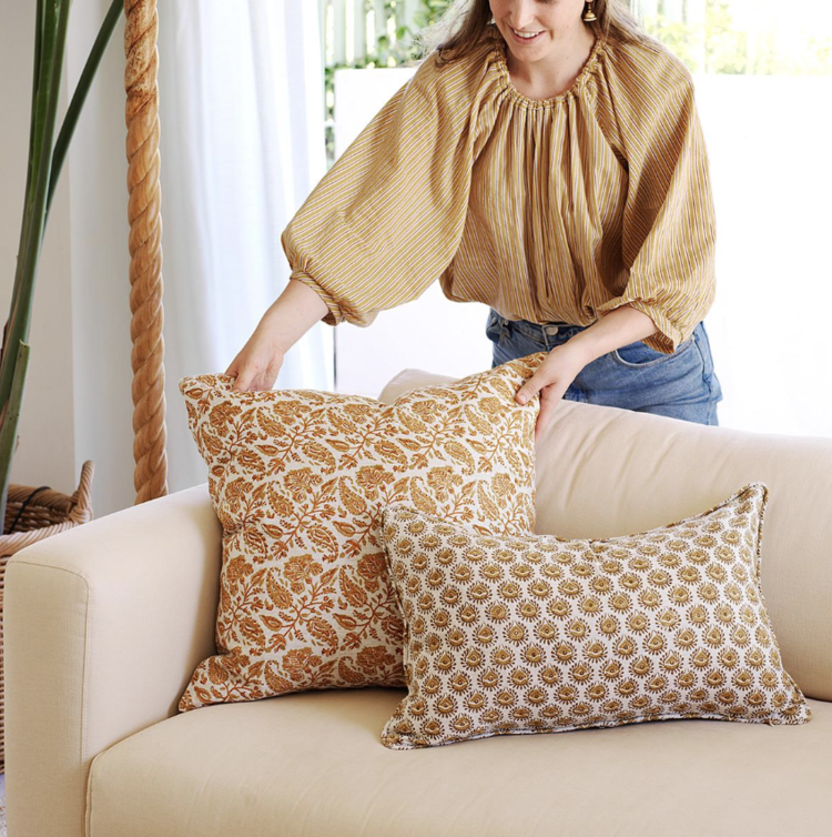 Chintz Spice linen cushion 22x22