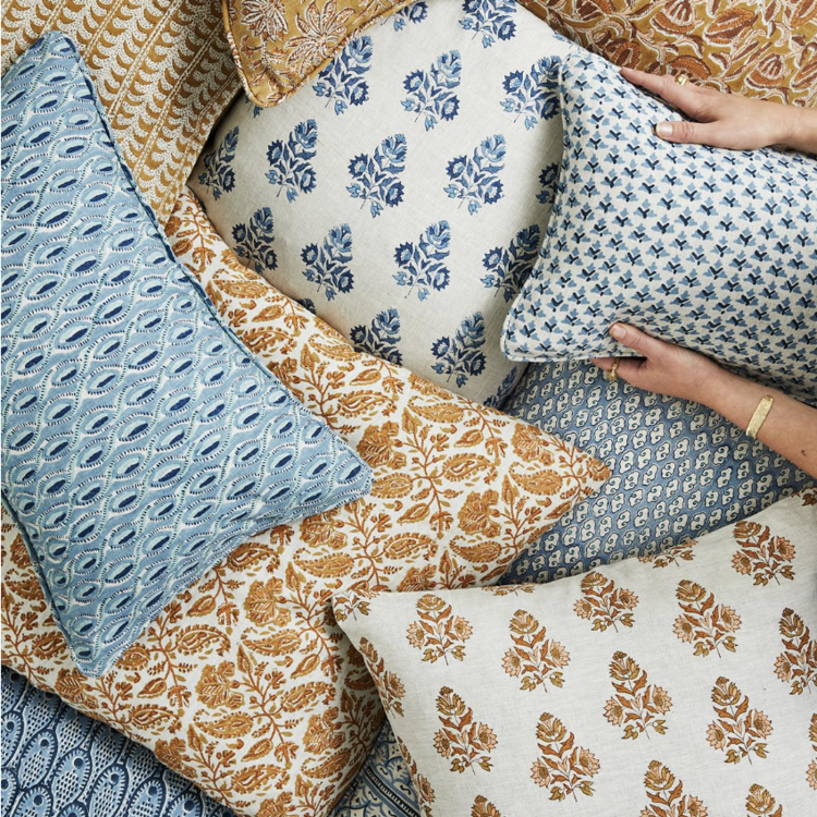 Chintz Spice linen cushion 22x22