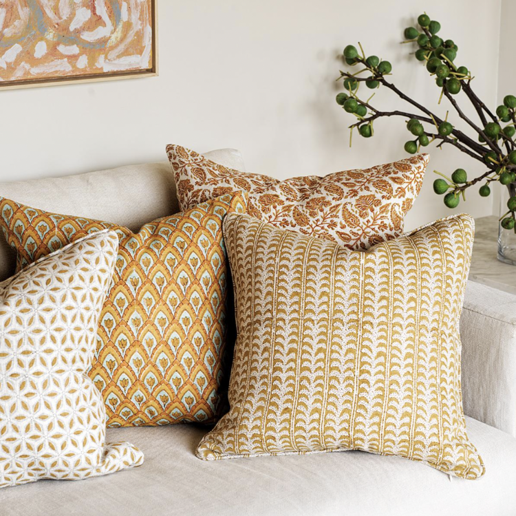 Chintz Spice linen cushion 22x22