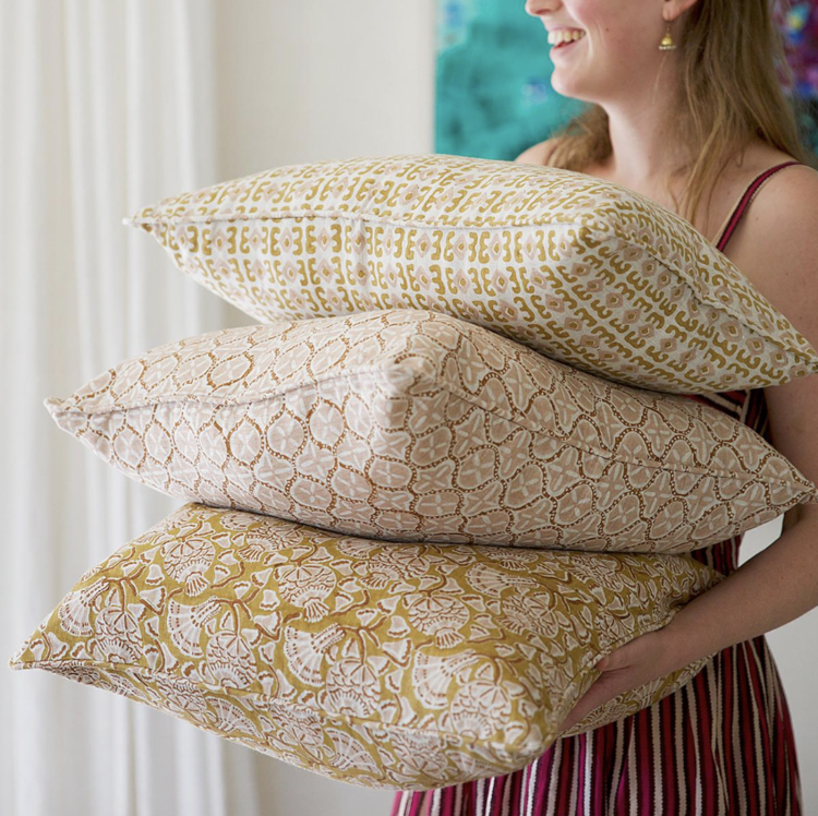 Gild & Co. Iznik Saffron linen cushion 20x20