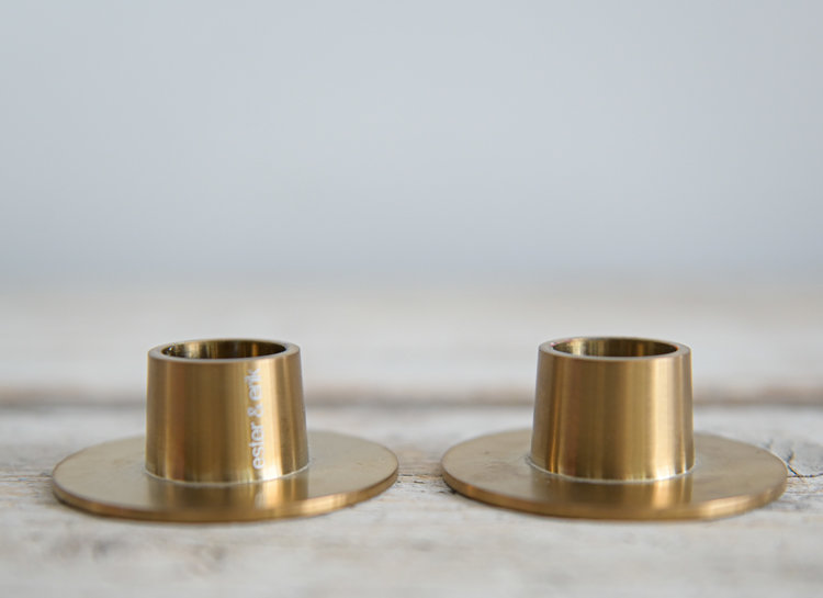 Brass Tapered Candle Holders, Set of 2