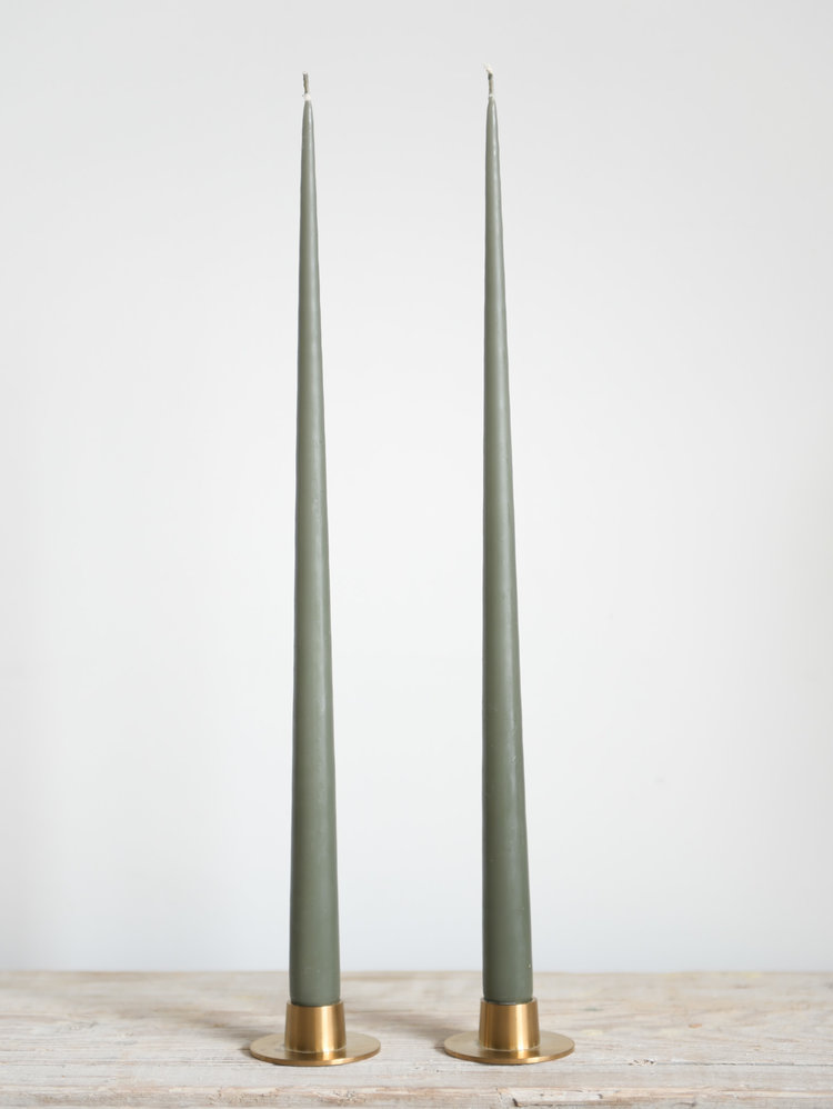 Brass Tapered Candle Holders, Set of 2