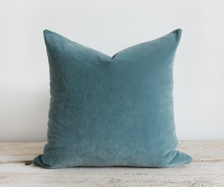 Emile Velvet Pillow in Aegean