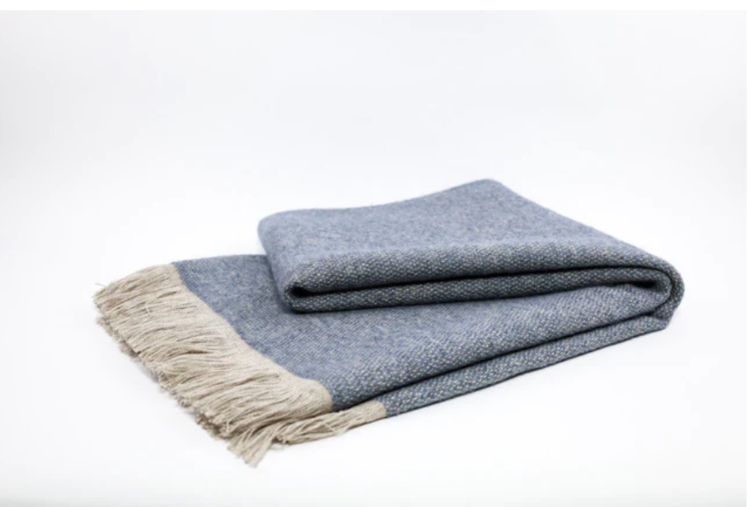 Curtis Alpaca Throw in Blue