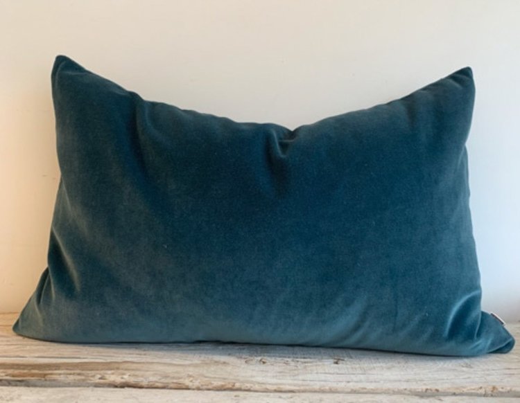 Liaison Velvet Cushion in Ocean Blue