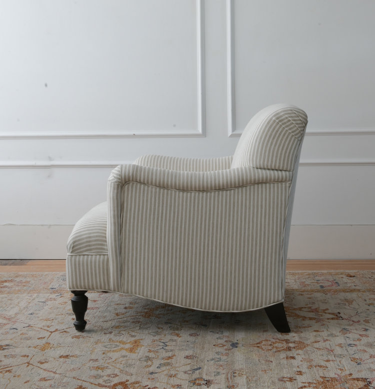 Cotswolds Chair in Colefax & Fowler Linen Ticking Stripe