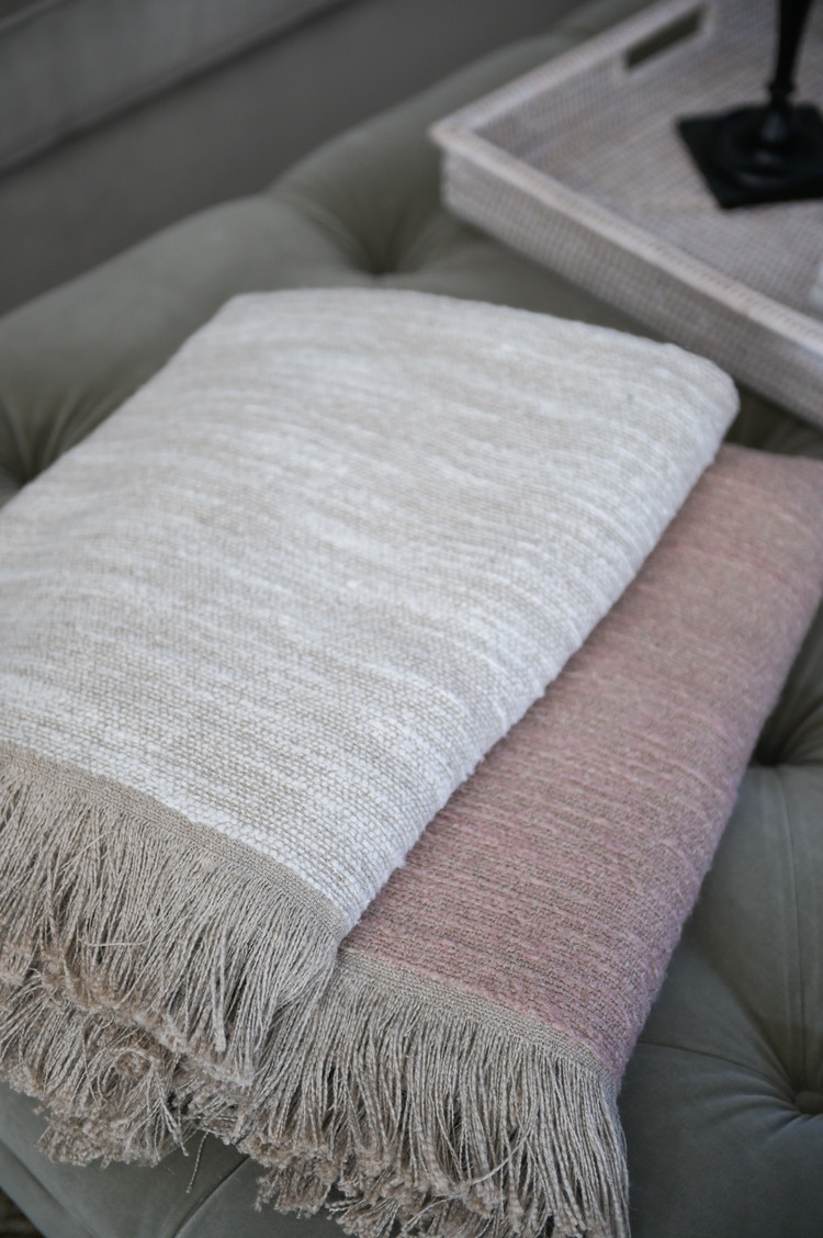 Nash Belgian Throw Blanket in Natural & White