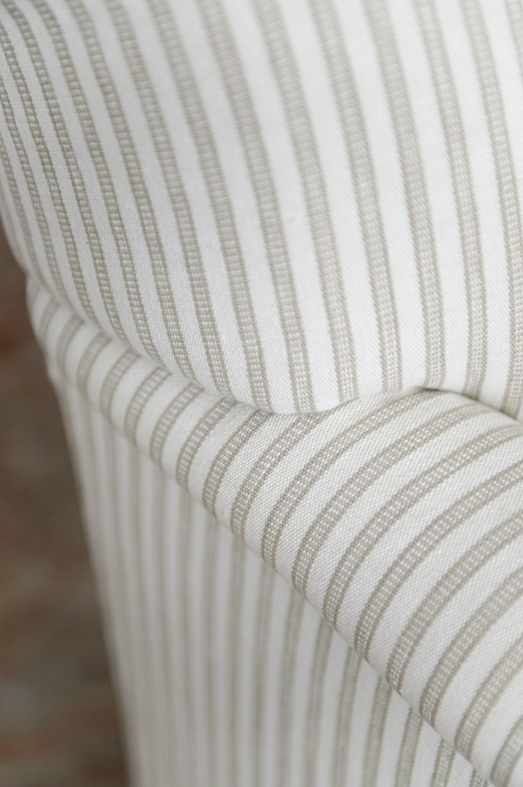Cotswolds Chair & Footstool in Linen Ticking Stripe