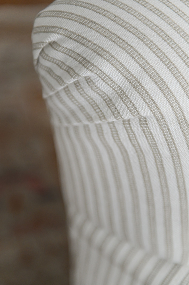 Cotswolds Chair & Footstool in Linen Ticking Stripe